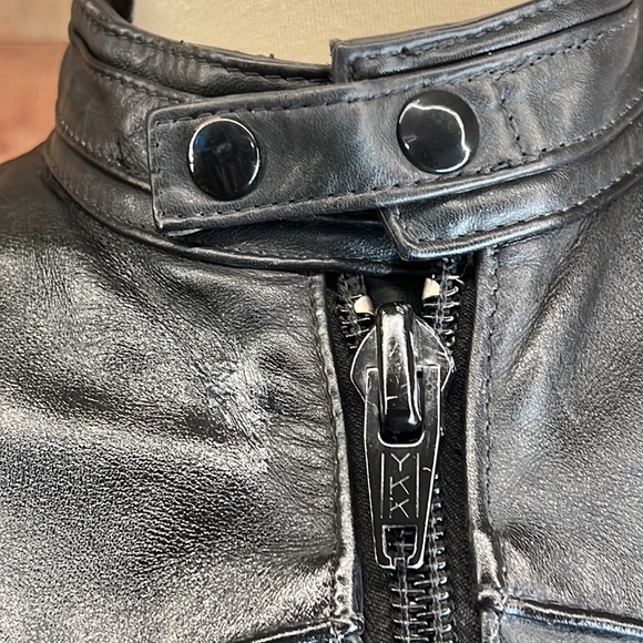 TAURUS Black Canadian Genuine Leather Quilted Liner Zippers Moto Coat - Picture 10 of 16